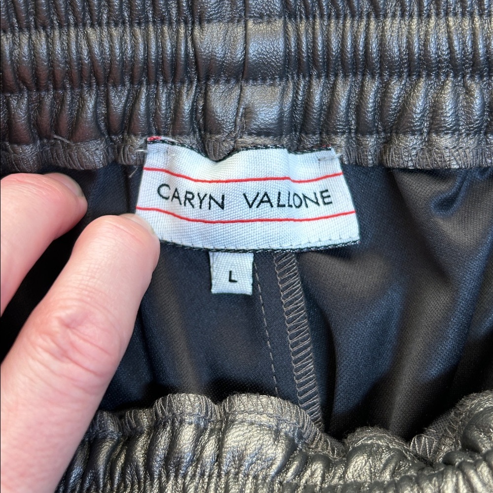 Caryn Vallone Metallic Gray Capris Faux Leather Pants | Size Large - Picture 7 of 7